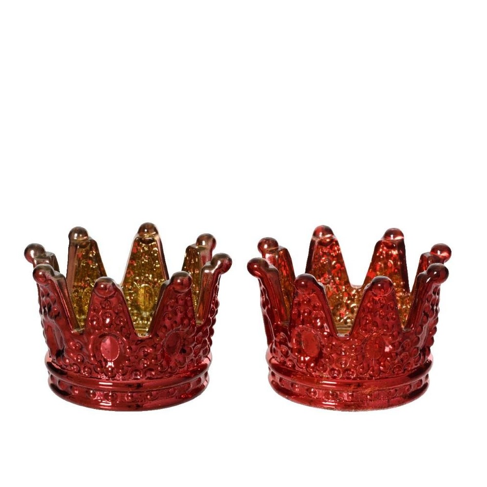 PORTACANDELE CORONA VETRO 2 ASSORTITI H.5CM.